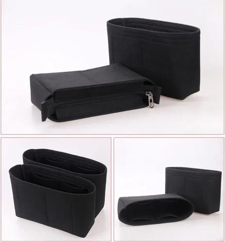 Vista 3 de Lckaey Organizador de inserción de bolso para chanel pequeño bolso clásico con solapa, organizador de fieltro para bolso premium sin