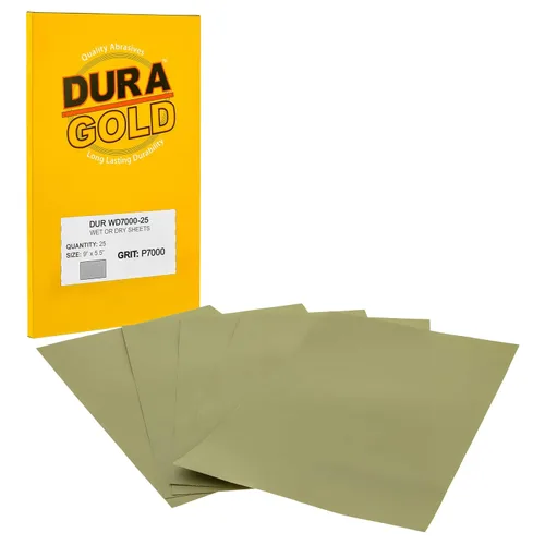 Vista 19 de Dura-Gold Hojas de papel de lija húmedas o secas de 5-1/2 x 9 pulgadas, variedad de grano 150, 220, 320, 400, 600 (5 cada una, 25 en total) - Lijado