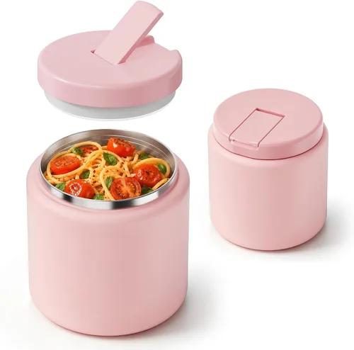 Vista 13 de Termo de sopa de 13.5 onzas para niños con tapa de hebilla, recipiente de comida aislado al vacío, boca ancha, a prueba de fugas, acero inoxidable