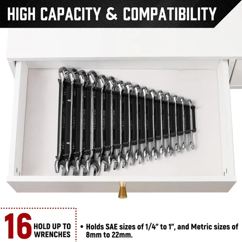 Vista 4 de ALOANES Organizador de llaves de plástico ABS de 64 ranuras, organizador de llaves colgantes estándar para caja de herramientas y pared, compatible
