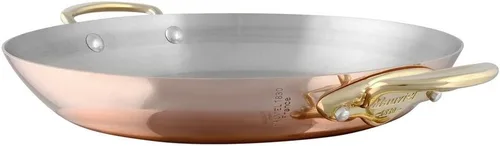 Vista 4 de Mauviel M'Heritage 150 B - Sartén redonda de cobre pulido y acero inoxidable con asas de bronce, 4.7 pulgadas, fabricada en Francia