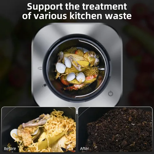 Vista 2 de NAGUALEP - Compostador eléctrico, contenedor de compostaje inteligente para cocina en puerta con diseño de un solo botón, ciclador automático