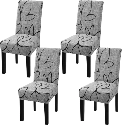 Vista 40 de Fuloon Paquete de 4 Fundas Protectoras para Asientos de Sillas de Comedor Super Ajustadas Elásticas Extraíbles Lavables Cortas para Hotel, Comedor