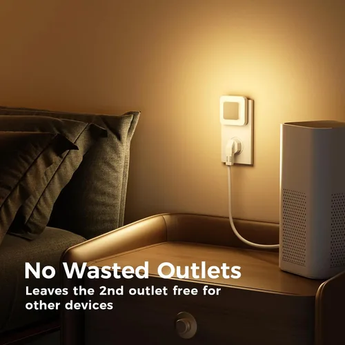 Vista 5 de Midea Las luces nocturnas se enchufan a la pared, luz nocturna blanca suave indirecta con sensor de atardecer a amanecer