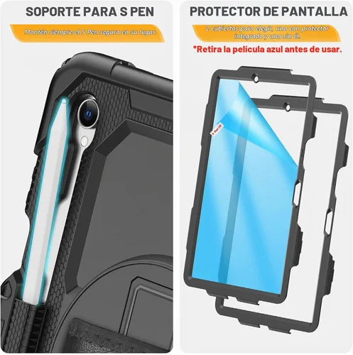 Vista 5 de HXCASEAC Funda para Samsung Galaxy Tab S11 (2025) de 11 pulgadas, diseño a prueba de golpes con protector de pantalla/correa de mano/soporte para S