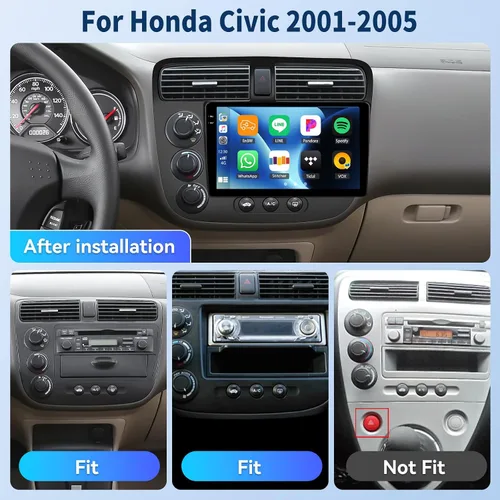 Vista 2 de [4+128G] Estéreo de radio de coche Android 15 para Honda Civic 2001-2005