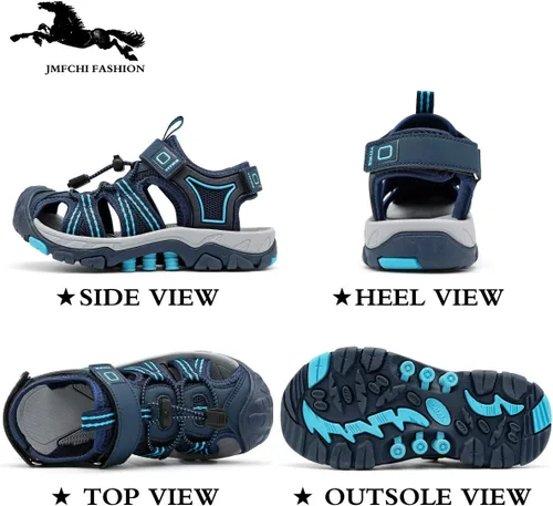 Vista 2 de JMFCHI FASHION Sandalias deportivas para niños, sandalias para exteriores, senderismo, atléticas, puntera cerrada, sandalias de playa para niñas