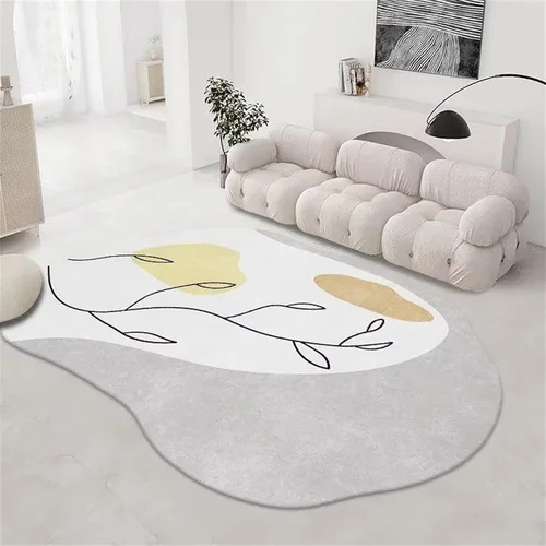 Vista 12 de Alfombra irregular, color gris y blanco, de 3 x 5 pies, no desprende pelusa, moderna, abstracta, simple, adecuada para sala de estar, dormitorio