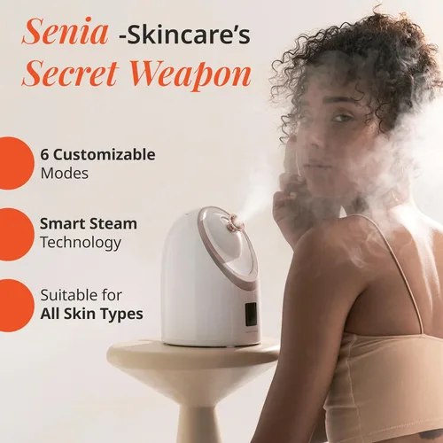 Vista 2 de Vanity Planet Senia - Vaporizador facial caliente y frío, vaporizador facial para limpieza profunda facial, aromaterapia, desintoxicante e