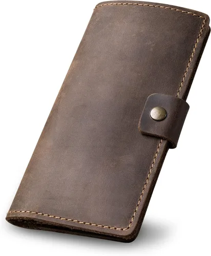 Vista 12 de PEGAI Handmade Minimalist Design Checkbook Cover 100% Distressed Full Grain Horse Leather Checkbook Wallet Business Checkbook Binder Clark