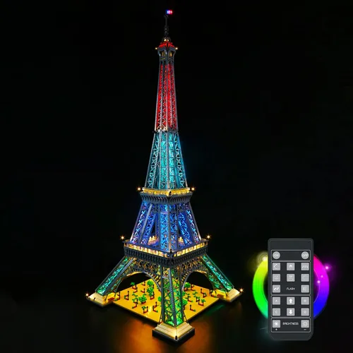 Vista 2 de VONADO Kit de iluminación LED compatible con el set de la Torre Eiffel de Lego 10307, iluminación de construcción DIY con control remoto compatible