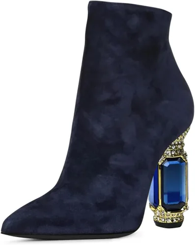 Vista 35 de FSJ Botas de tacón alto con punta puntiaguda para mujer, con tacón alto, con cremallera lateral brillante, estilo casual, para uso diario, zapatos