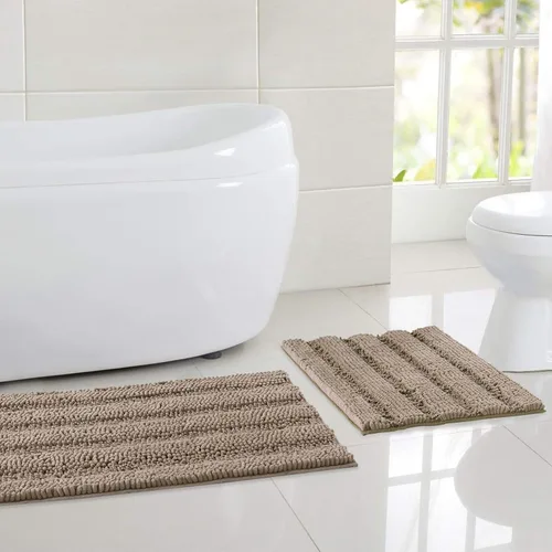 Vista 40 de NICETOWN Tapete negro para baño, antideslizante, suave, absorbente de agua, tapete de bajo perfil para entrada, tapete para vestíbulo, puerta