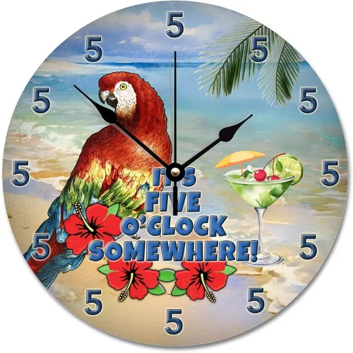 Vista 22 de Reloj de pared Whatever Modern Wood Clock de 10 pulgadas, silencioso, sin tictac, funciona con pilas, para sala de estar, dormitorio, cocina, A