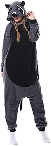 Vista 5 de Pijama unisex para adultos, para disfraz de mapache, disfraz de Halloween