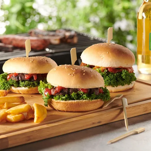 Vista 6 de GUSTO Paquete de 100 palillos de madera de 3 pulgadas, brochetas de bambú, palillos de dientes para cócteles, parrilla, aperitivos, frutas, barbacoa