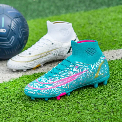 Vista 6 de KAEAEILSS Botas de fútbol para hombre, zapatos de fútbol, zapatos de punta, zapatos cómodos para adultos, atléticas, al aire libre