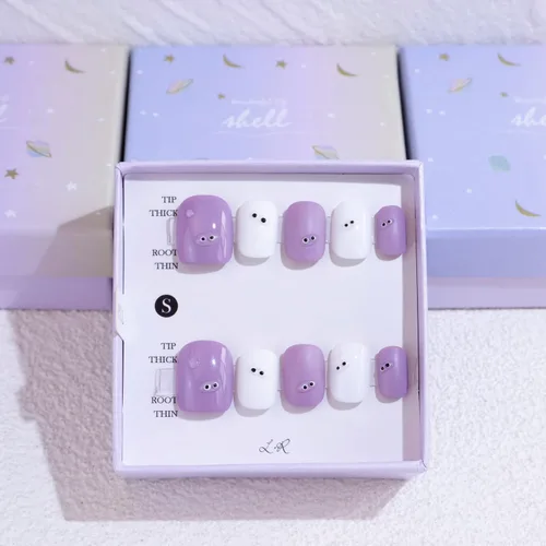 Vista 10 de LIGHT RAIN - Uñas a presión de longitud media, con diseño de galaxia Andromeda, uñas postizas de gel, reutilizables, de lujo, de siete capas