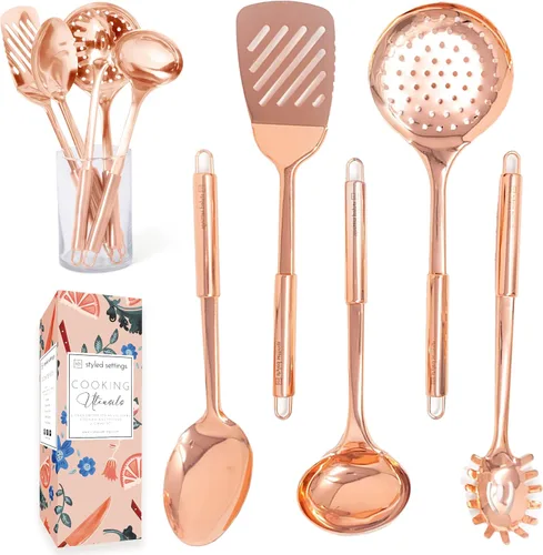 Vista 12 de Juego de utensilios de cocina dorados con tazas medidoras y cucharas, 13 piezas de accesorios de cocina dorados de lujo, incluye tazas medidoras