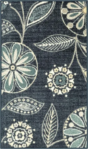 Vista 50 de Maples Rugs Reggie - Alfombra bohemia con estampado floral, 1 pies 8 Gris oscuro