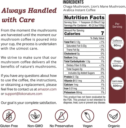 Vista 6 de Café de hongos Tiger 2: melena de león orgánica y hongo chaga con café arábica, 30 porciones, memoria, enfoque, refuerzo del sistema inmunológico