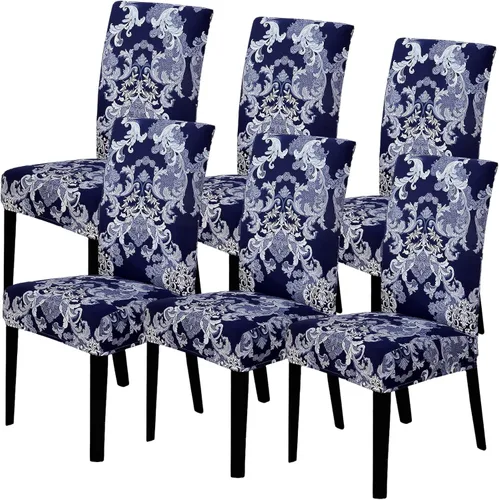 Vista 21 de Juego de 4 fundas para sillas de comedor, elásticas de elastano estampadas, fundas para sillas de comedor, lavables, extraíbles para sillas Parsons