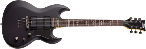 Vista 4 de Schecter 3664 Guitarra eléctrica de cuerpo sólido, satinado negro envejecido