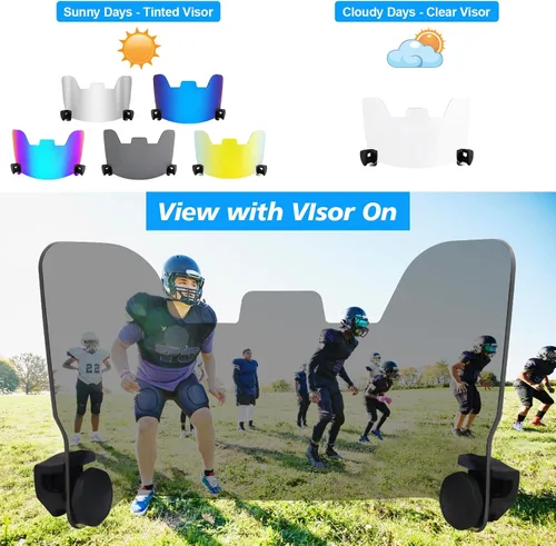 Vista 5 de Visera de fútbol, visera para casco con alta claridad, visera de casco de fútbol resistente a los impactos, visera de fútbol fácil de instalar