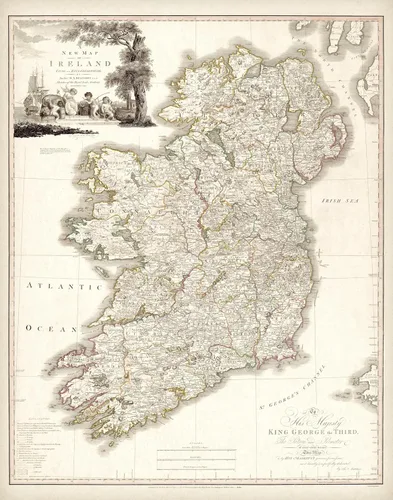 Vista 11 de Map of Ireland 1792 11x14 Unframed Poster, Antique 18th Century Irish Counties Cartography Print, Vintage Sepia Geography Art, King George III