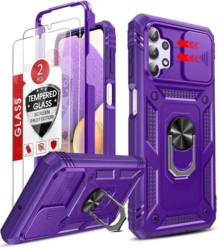 Vista 12 de LeYi Funda compatible con Samsung Galaxy A12: 2 protectores de pantalla para Galaxy A12 con cubierta de cámara deslizante, cubierta de grado militar