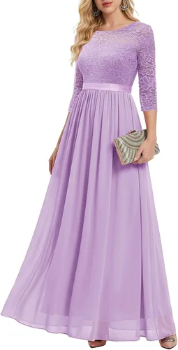 Vista 11 de BeryLove Vestido formal de manga larga para mujer, invitada de boda, madre Rubor
