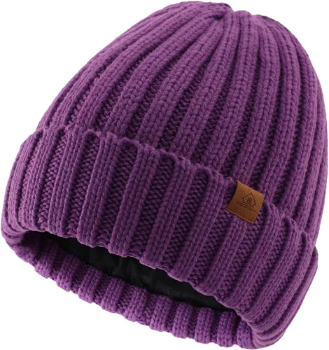 Vista 17 de Home Prefer Gorro de invierno para hombre, con forro polar de lana, gorro de punto cálido Verde militar