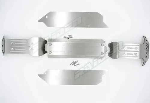 Vista 2 de V1 Versión Antigua Maxx Steel Chasis Protector Protector Armadura Delantera Centro Trasera Placa De Deslizamiento Para Traxxas V1 1/10 MAXX - Hueco
