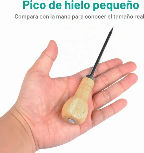 Vista 5 de Yzurbu 6pcs Ice Pick para romper hielo, herramienta de acero inoxidable con mango de madera de seguridad para cocina