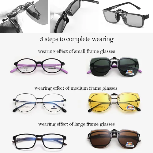 Vista 8 de UOPR Lentes de sol con clip sobre lentes graduados, polarizados, abatible de 180 para evitar la luz azul para hombres y mujeres