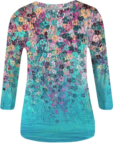 Vista 3 de Tops elegantes para mujer, estampado de moda para otoño e invierno, casual, cuello redondo, estampado de manga larga