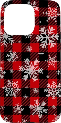 Vista 31 de Snowflakes Snow Snowing Christmas Winter Red Black Plaid Case for iPhone 17