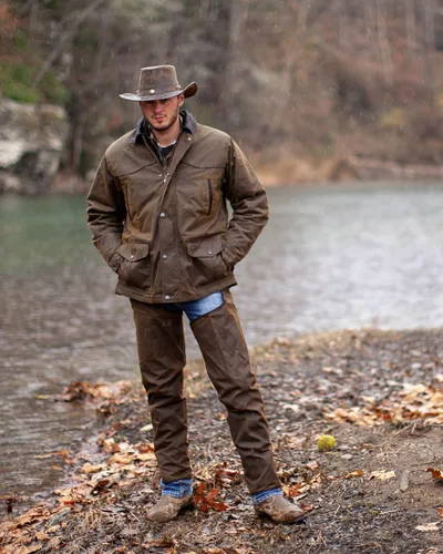 Vista 2 de Outback Trading - Unisex Oilskin Chaps bronce