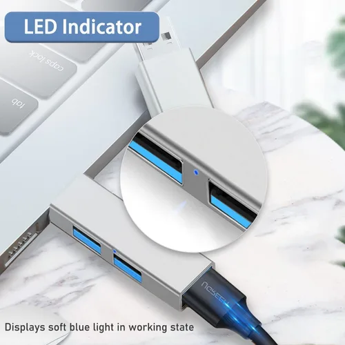Vista 10 de Concentrador USB 3.0, concentrador USB de aluminio de 3 puertos USB Splitter USB expansor USB para laptop, Xbox, unidad flash, disco duro, consola