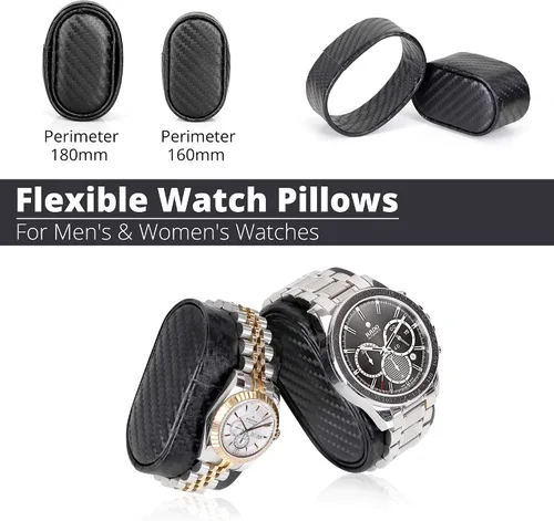 Vista 5 de Enrollador automático de reloj con 4 pantallas silenciosas de cuerda de reloj + 6 almohadas de reloj flexibles, funda de almacenamiento de cuero
