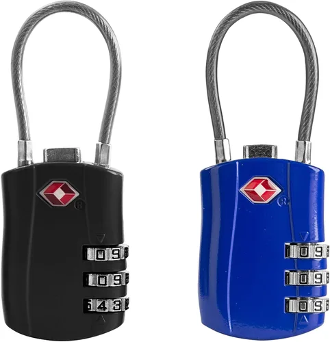 Vista 8 de Cerraduras TSA para equipaje, candado pequeño combinado con cable, candados de equipaje aprobados por la TSA, candado combinado con código