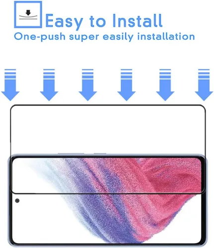 Vista 7 de Protector de pantalla de cobertura completa para Galaxy A53 5G, 2 unidades, seda negra, antiarañazos, fácil de instalar, película protectora