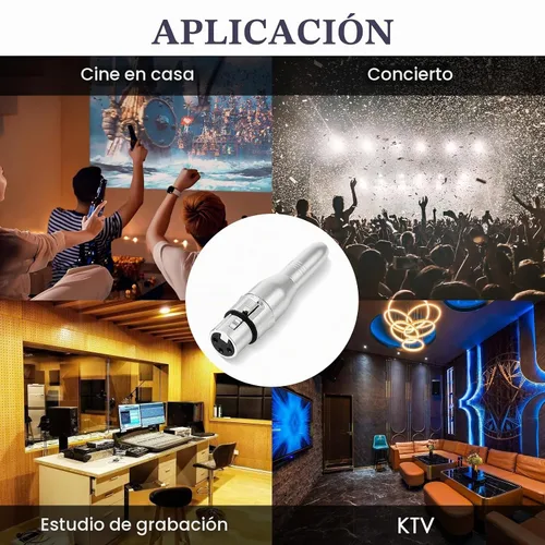 Vista 4 de XLR - Adaptador de audio hembra de 3 pines a 1/4 de pulgada y 0.25 in / 6.35mm, color plateado, 2