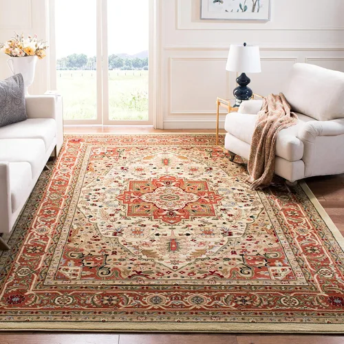 Vista 20 de SAFAVIEH Colección Lyndhurst Alfombra Decorativa - 2'3" x 4', marfil y rojo, diseño oriental tradicional, no desprende pelusa y de fácil cuidado