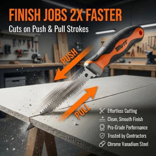 Vista 2 de Mutt Tools - Sierra profesional para paneles de yeso de 6 pulgadas con mango ergonómico, sierra Jab para corte de chapa - Sierra de ojo de cerradura