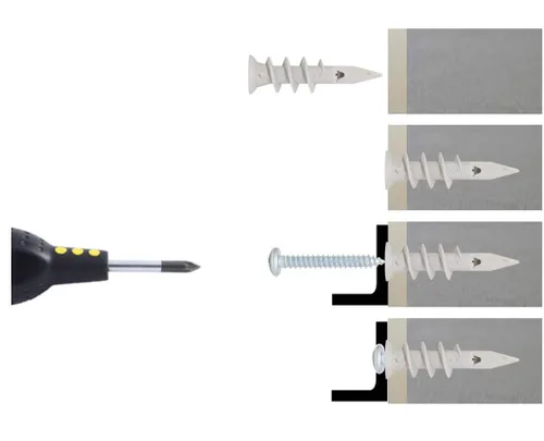 Vista 3 de Anclajes de plástico autoperforantes para paneles de yeso con tornillos, tornillos de expansión, 56 piezas (28 pares)