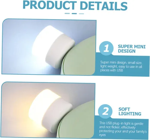 Vista 8 de DOITOOL 10 unids USB luz nocturna recargable apliques de pared al aire libre lámpara de pared mini coche compacto guardería luz nocturna mini LED