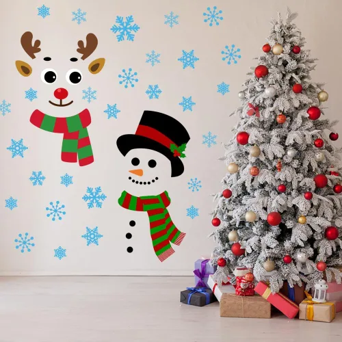 Vista 5 de IMISHM Decoraciones de Pared de Navidad Decoraciones de Puerta de Navidad Decoraciones de Ventana de Navidad Calcomanías de Puerta de Navidad