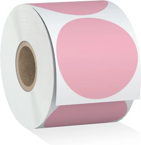Vista 5 de Misofuki 2 pulgadas, 750 etiquetas adhesivas térmicas directas circulares azules compatibles con cebra, rollo, MUNBYN, etiquetas térmicas directas