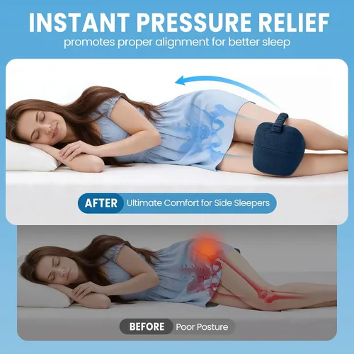 Vista 3 de Almohada de rodilla para personas que duermen de lado con correa, almohada de espuma viscoelástica de apoyo para las piernas para dormir de lado
